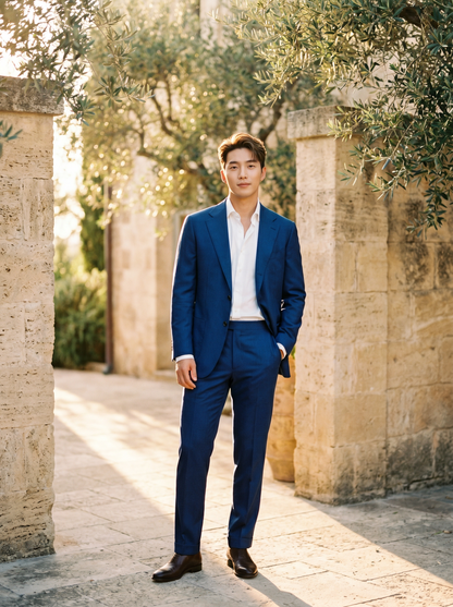 Cobalt Blue Wool Suit — Custom Made to Measure - front view