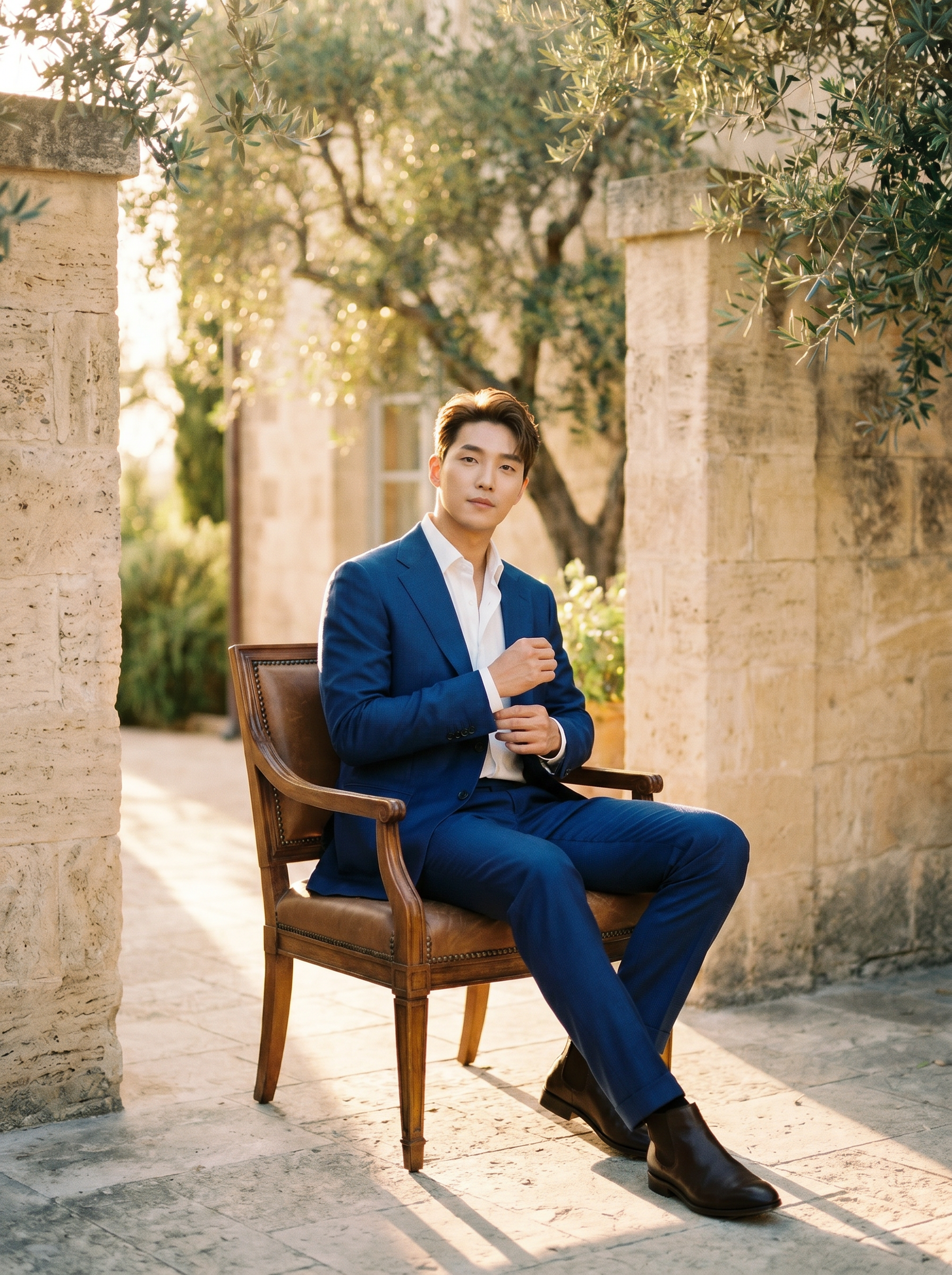 Cobalt Blue Wool Suit — Custom Made to Measure - seated view