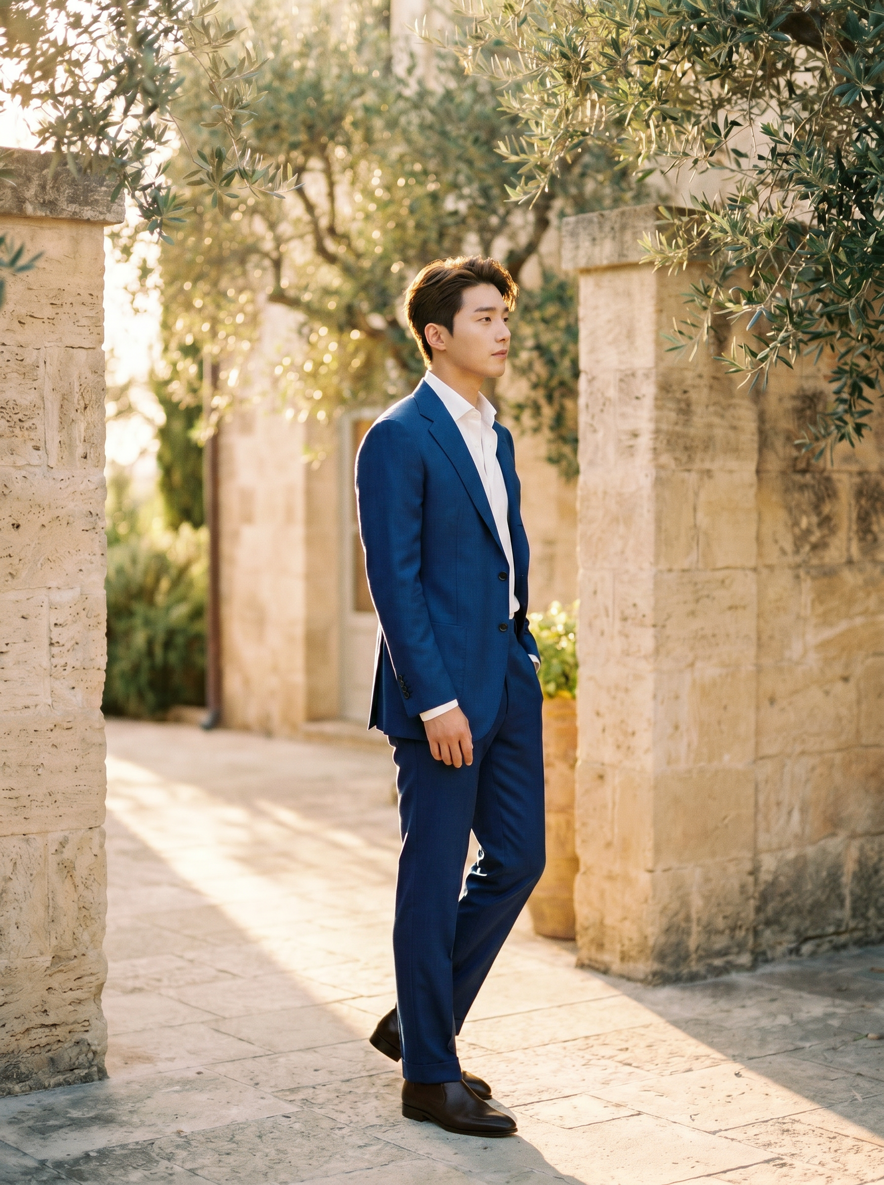 Cobalt Blue Wool Suit — Custom Made to Measure - side view