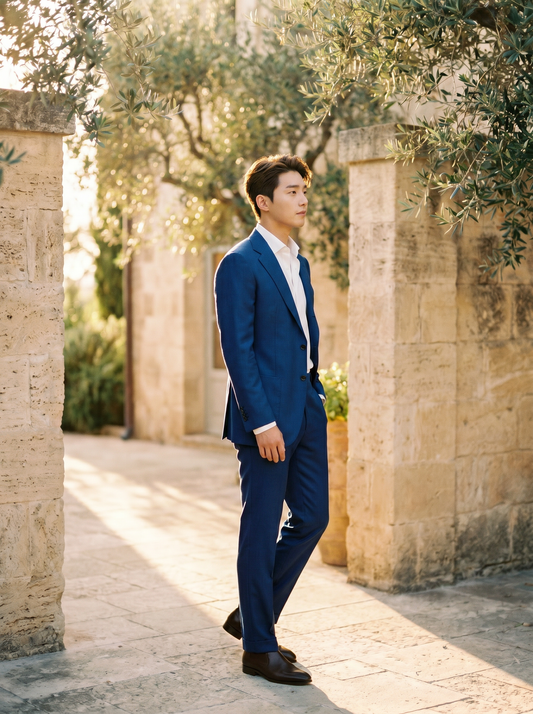 Cobalt Blue Wool Suit — Custom Made to Measure - side view