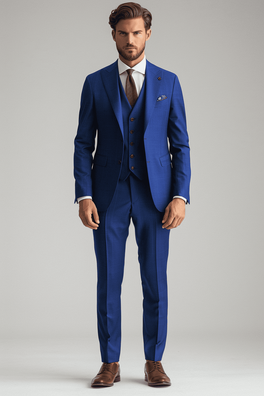 Cobalt Blue Cotton Graduation Suit — Custom Made to Measure