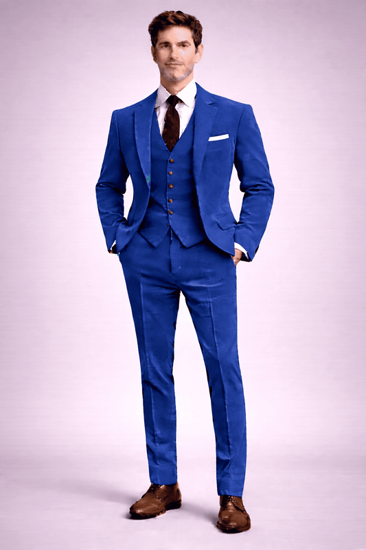 Cobalt Blue Linen Father of the Bride Suit — Custom Made