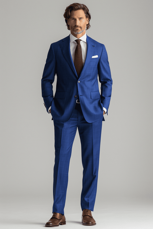Cobalt Blue Silk Blend Father of the Bride Suit — Custom Made