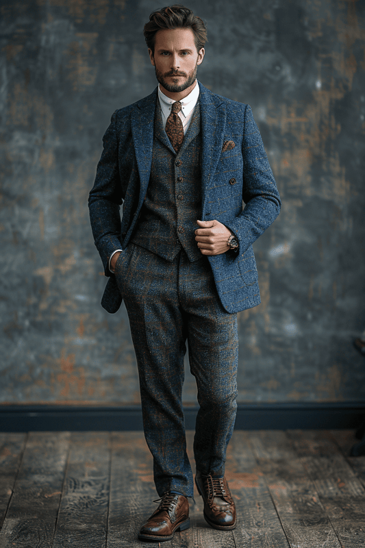 Cobalt Blue Tweed Suit — Custom Made to Measure