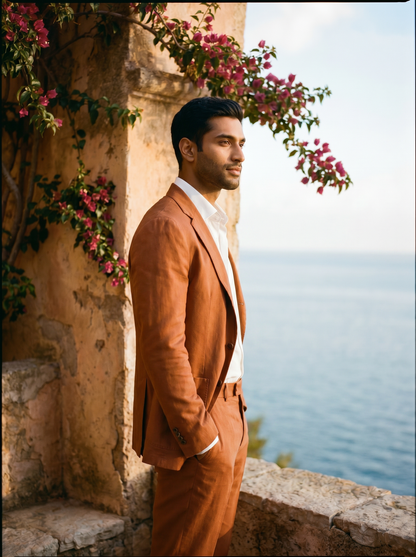 Copper Cotton Suit — Custom Made to Measure - side view
