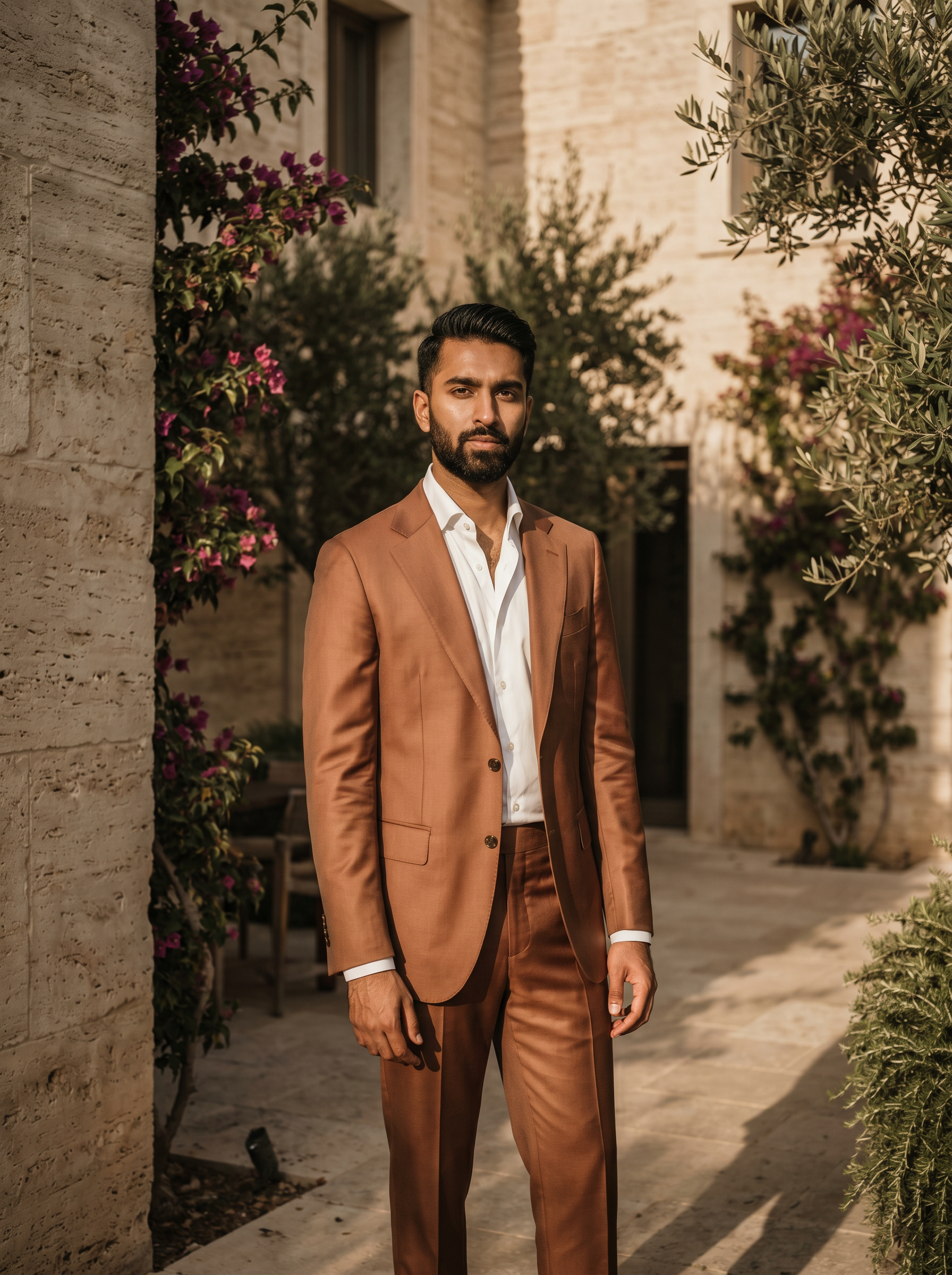 Copper Silk Blend Suit — Custom Made to Measure - front view