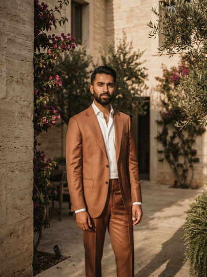 Copper Silk Blend Suit — Custom Made to Measure - front view