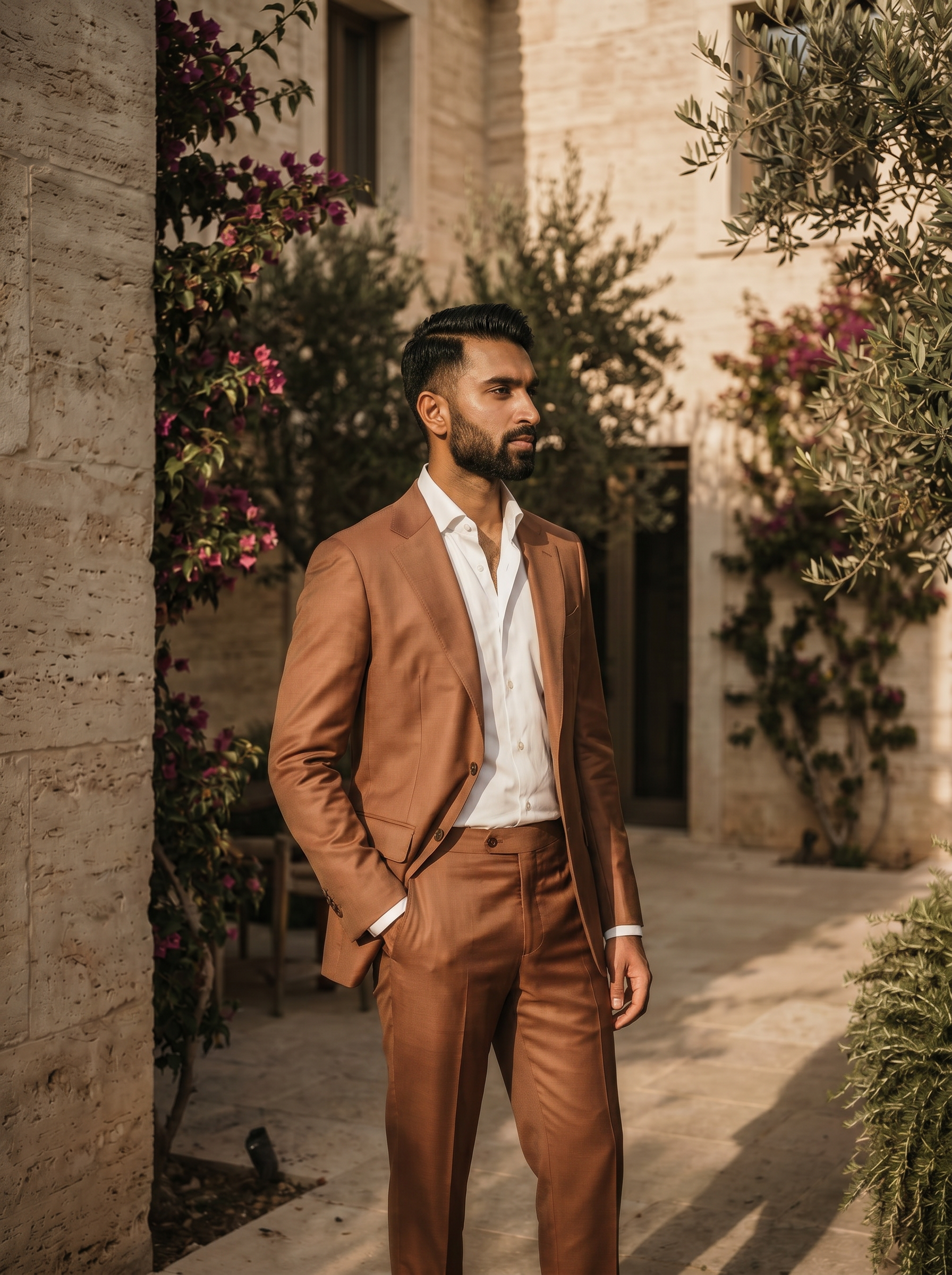Copper Silk Blend Suit — Custom Made to Measure - side view