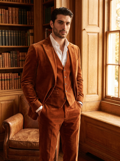 Copper Velvet 3-Piece Suit — Custom Made to Measure - front view
