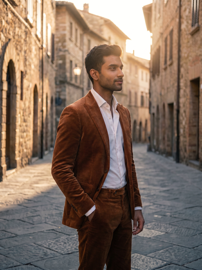 Copper Velvet Suit — Custom Made to Measure - side view