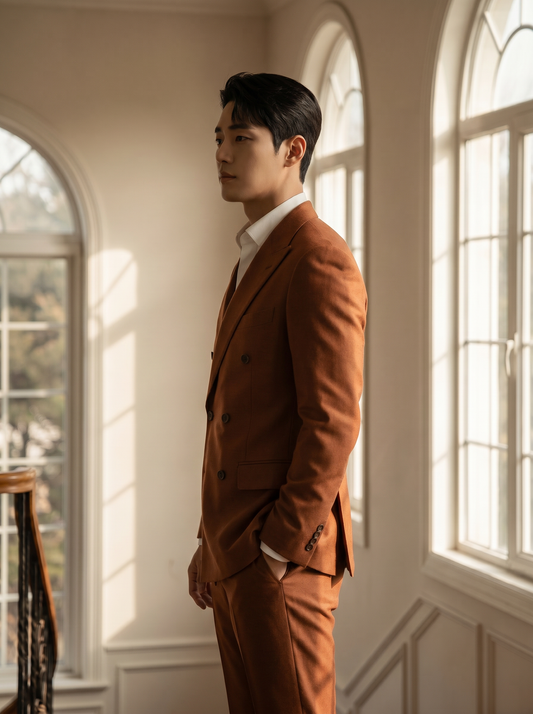 Copper Wool Double Breasted Suit — Custom Made to Measure - side view