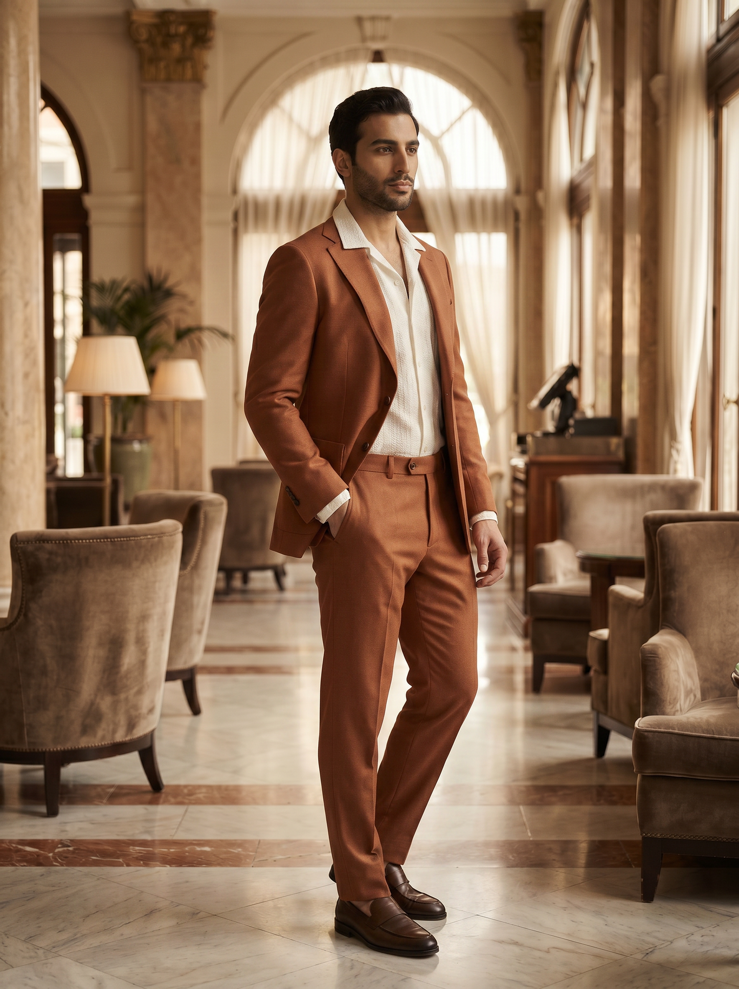 Copper Wool Groomsmen Suit — Custom Made to Measure - side view
