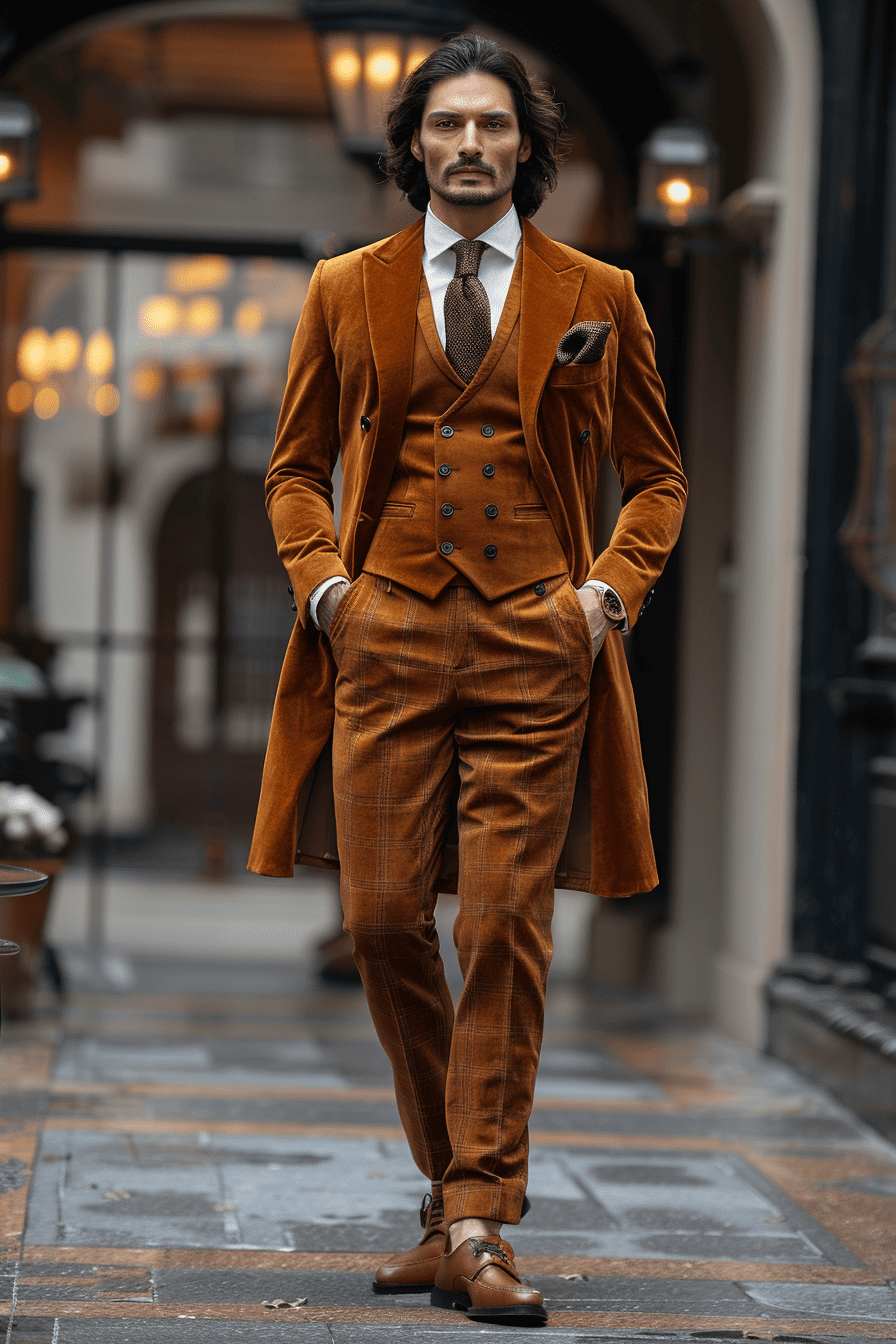 Copper Velvet Cocktail Party Suit — Custom Made to Measure