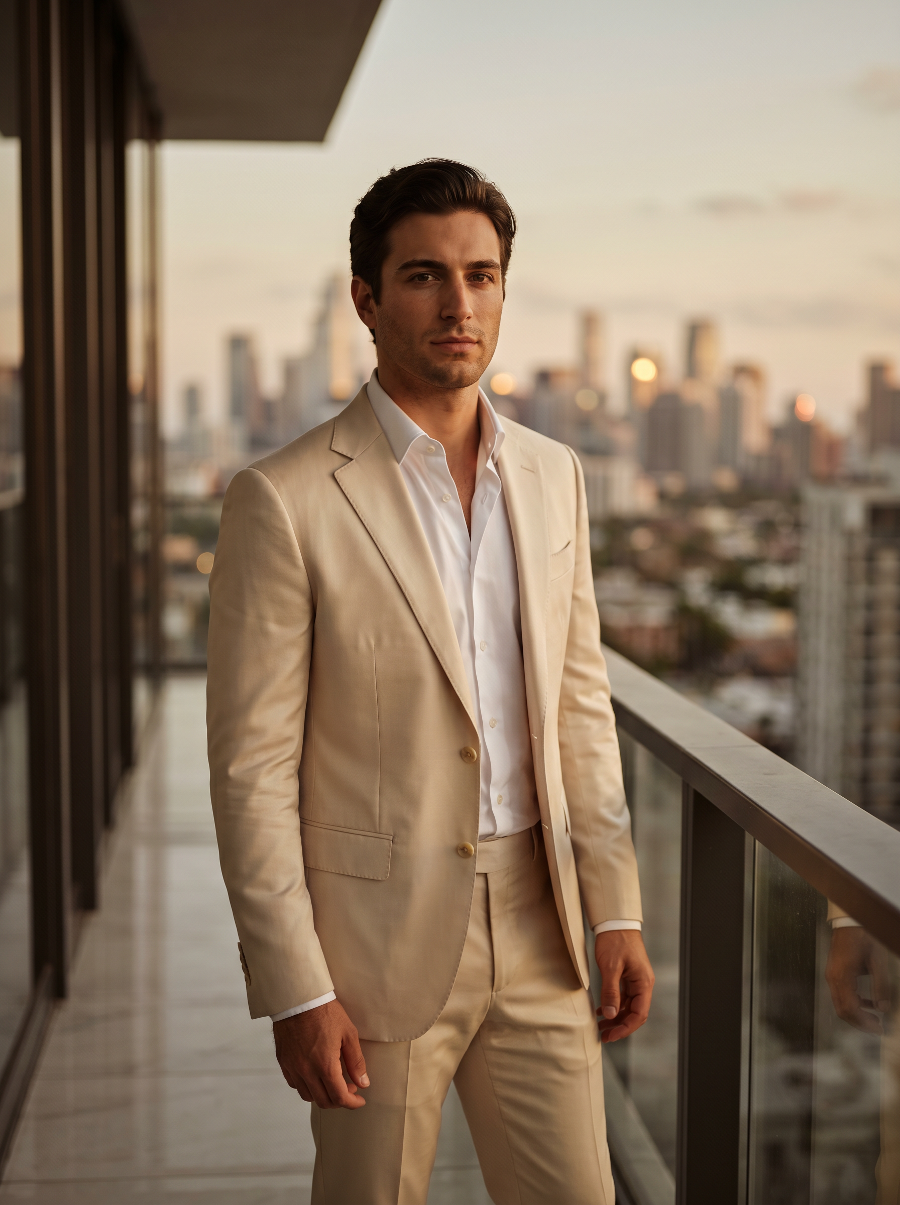 Cream Silk Blend Suit — Custom Made to Measure - front view