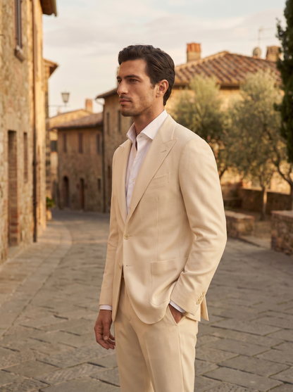 Cream Wool Suit — Custom Made to Measure - side view