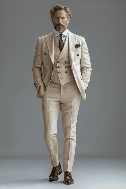 Cream Silk Blend Father of the Bride Suit — Custom Made