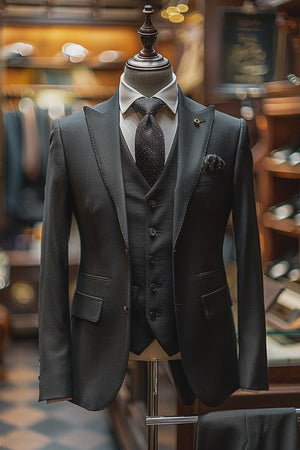 Black Wool Suit — Custom Made to Measure — 2