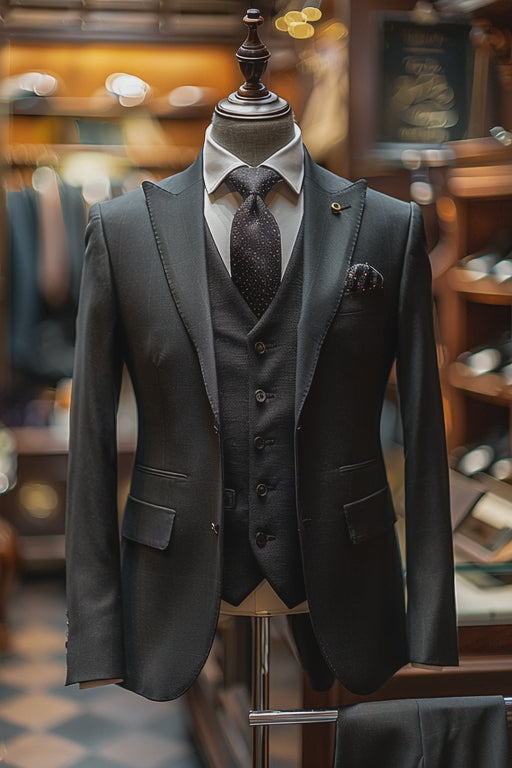 Black Wool Suit — Custom Made to Measure