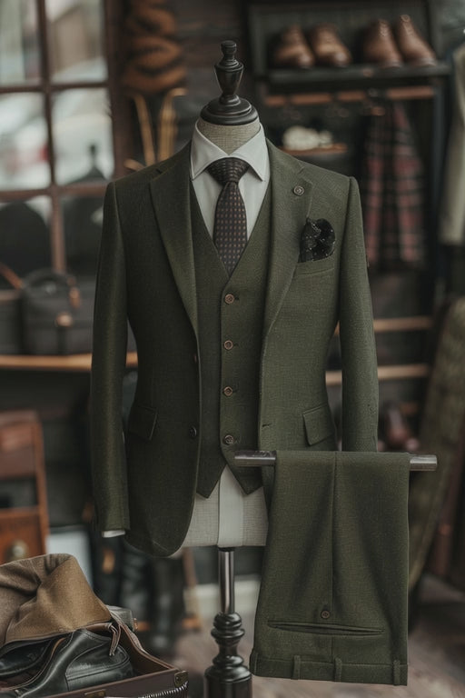 Olive Green Linen Suit — custom made to measure men's suit by SuitedNoir