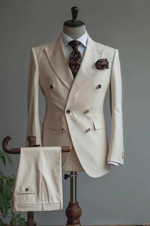 Beige Green Linen Suit — custom made to measure men's suit by SuitedNoir