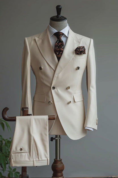 Beige Green Linen Suit — custom made to measure men's suit by SuitedNoir