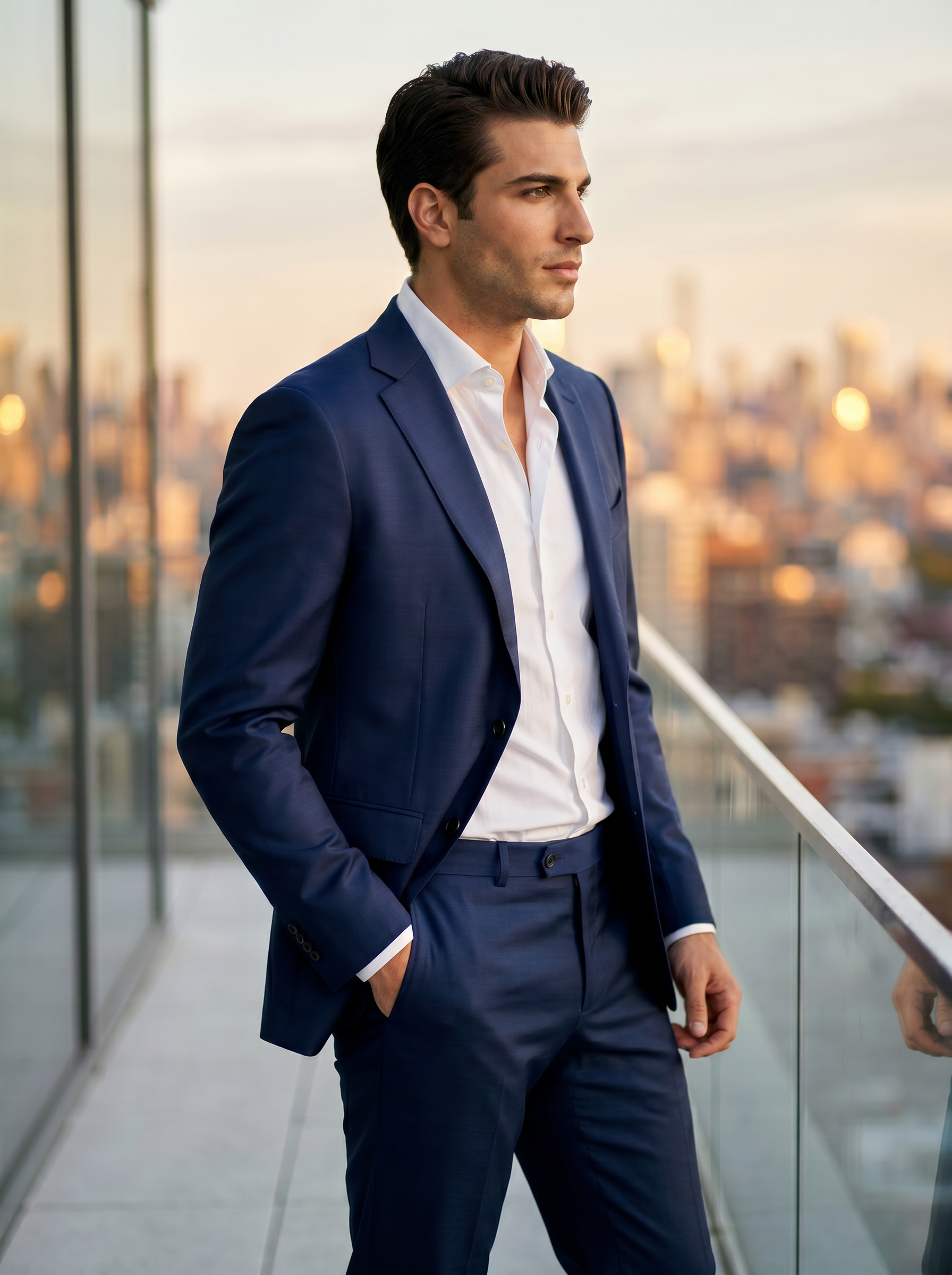 Deep Navy Silk Blend Suit — Custom Made to Measure - side view