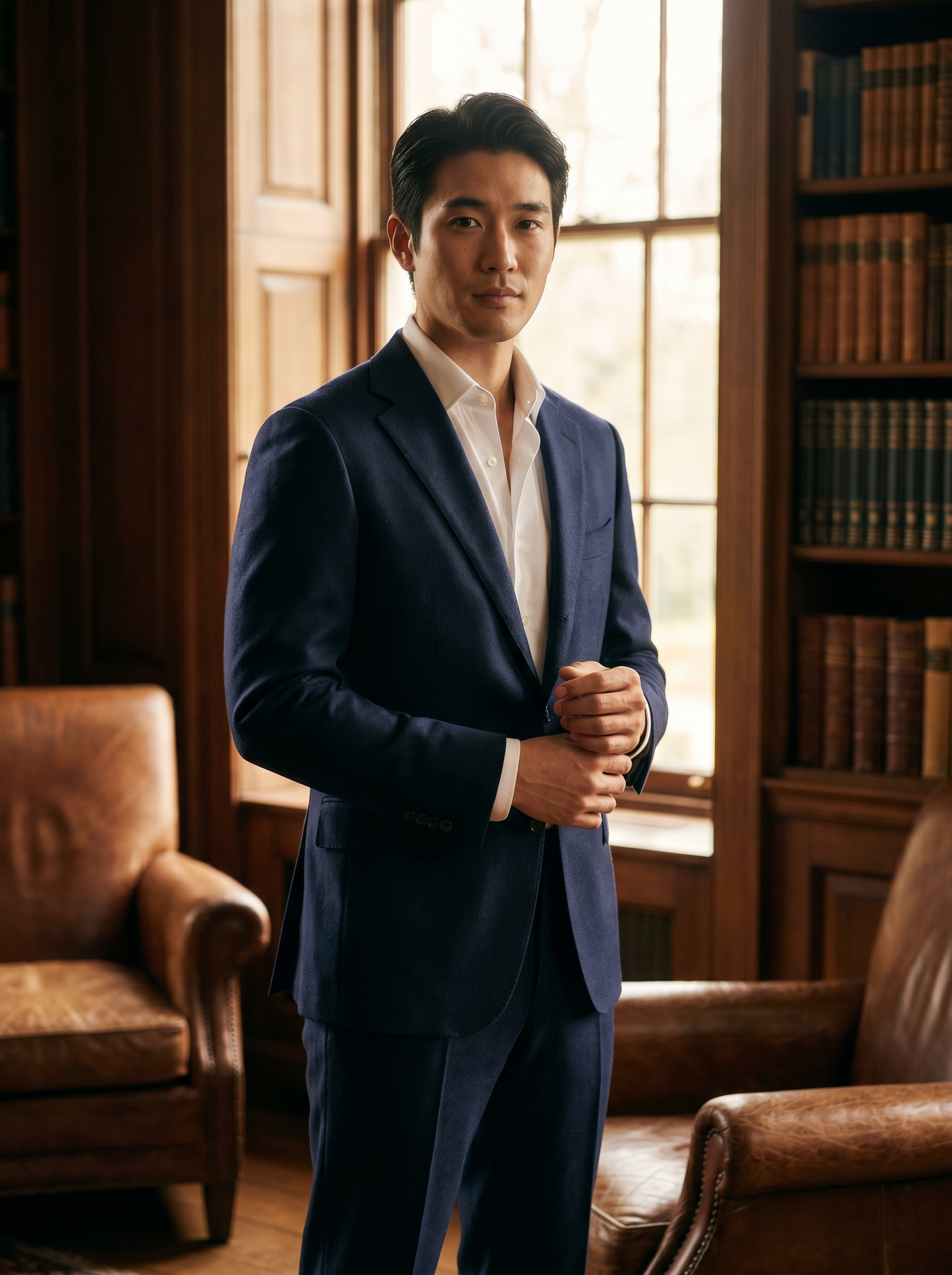 Deep Navy Wool Groomsmen Suit — Custom Made to Measure - front view