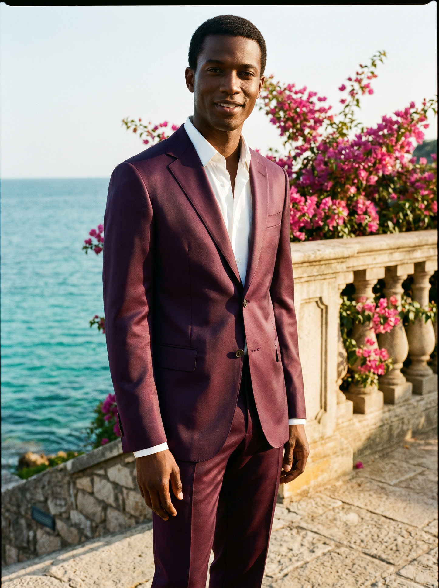 Deep Plum Silk Blend Suit — Custom Made to Measure - front view