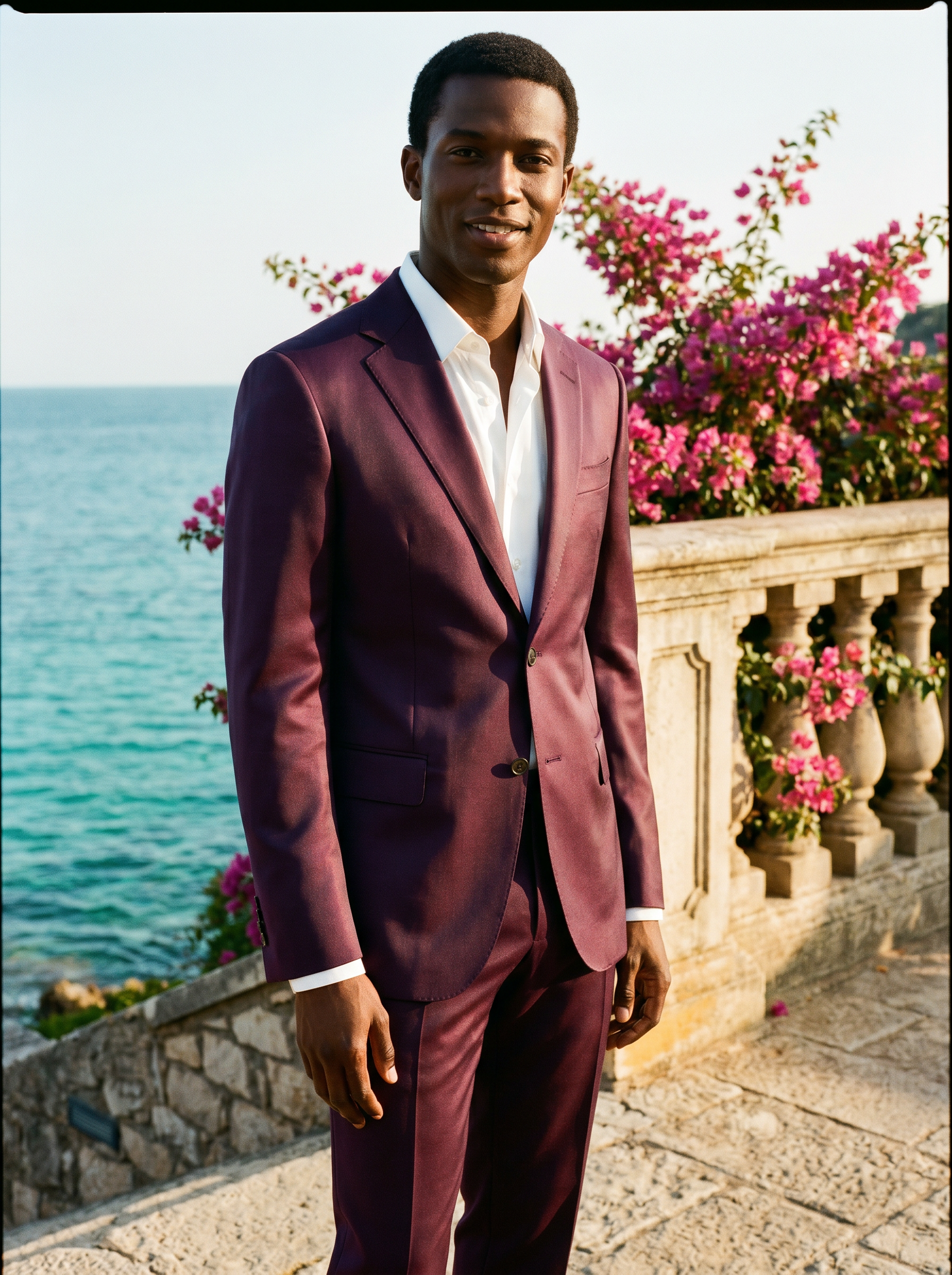 Deep Plum Silk Blend Suit — Custom Made to Measure - front view