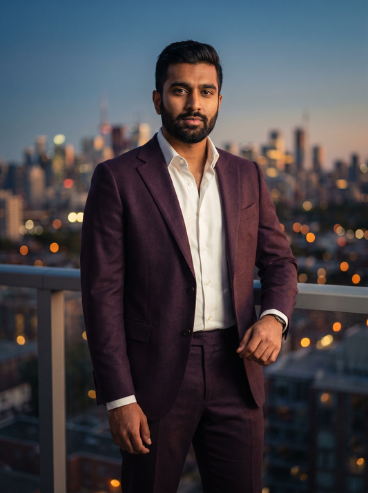 Deep Plum Wool Groomsmen Suit — Custom Made to Measure - front view