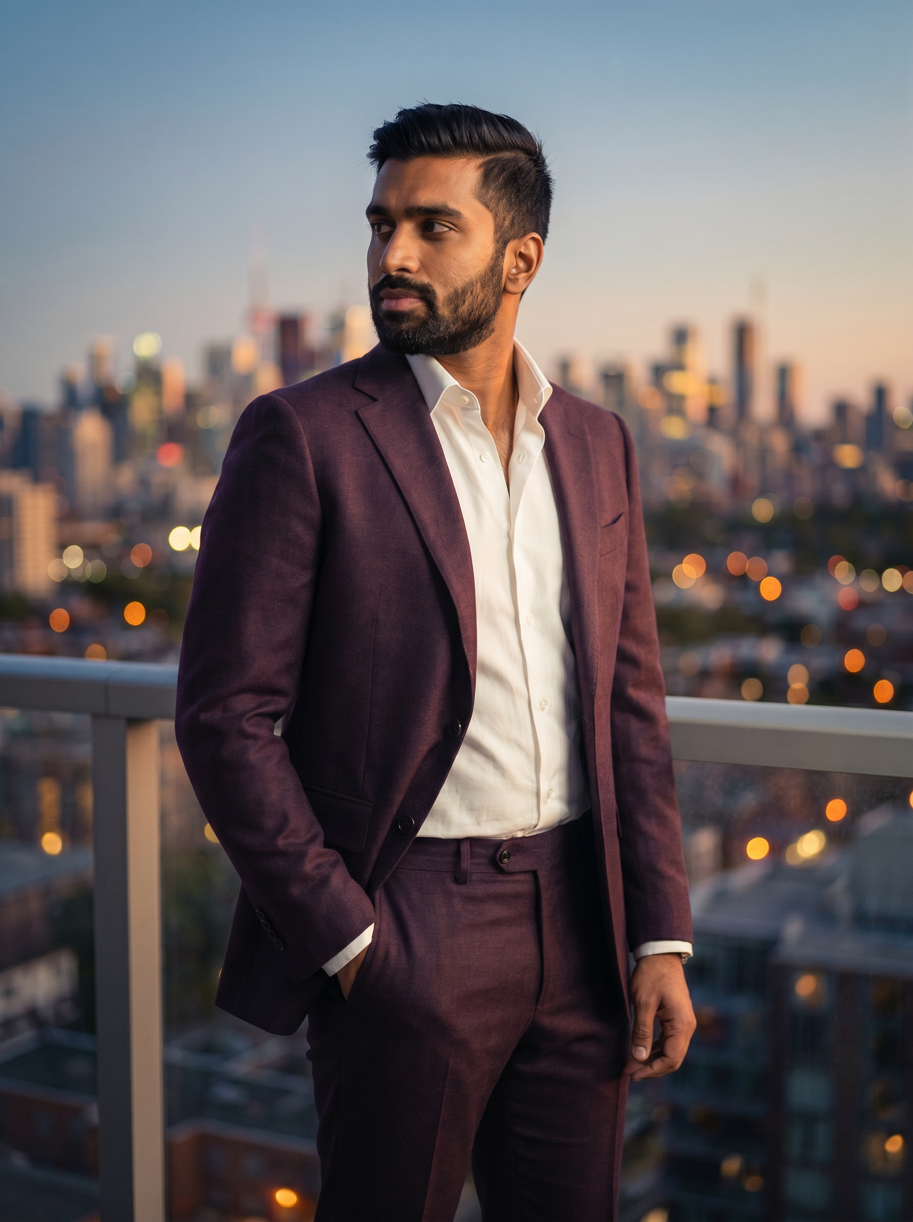 Deep Plum Wool Groomsmen Suit — Custom Made to Measure - side view