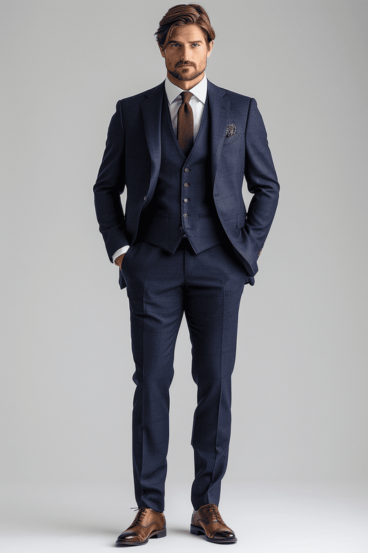 Deep Navy Cotton Graduation Suit — Custom Made to Measure