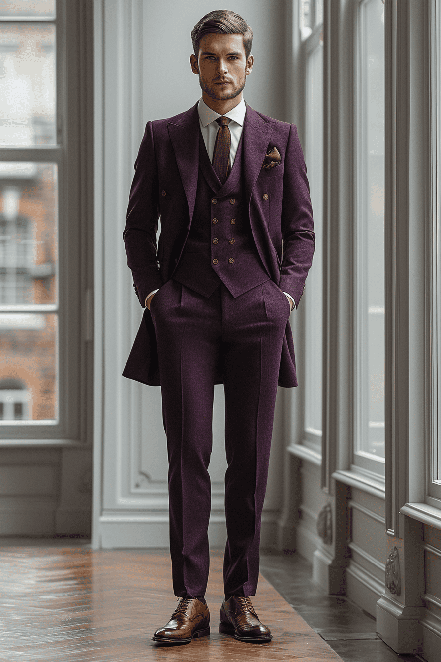 Deep Plum Cotton Graduation Suit — Custom Made to Measure