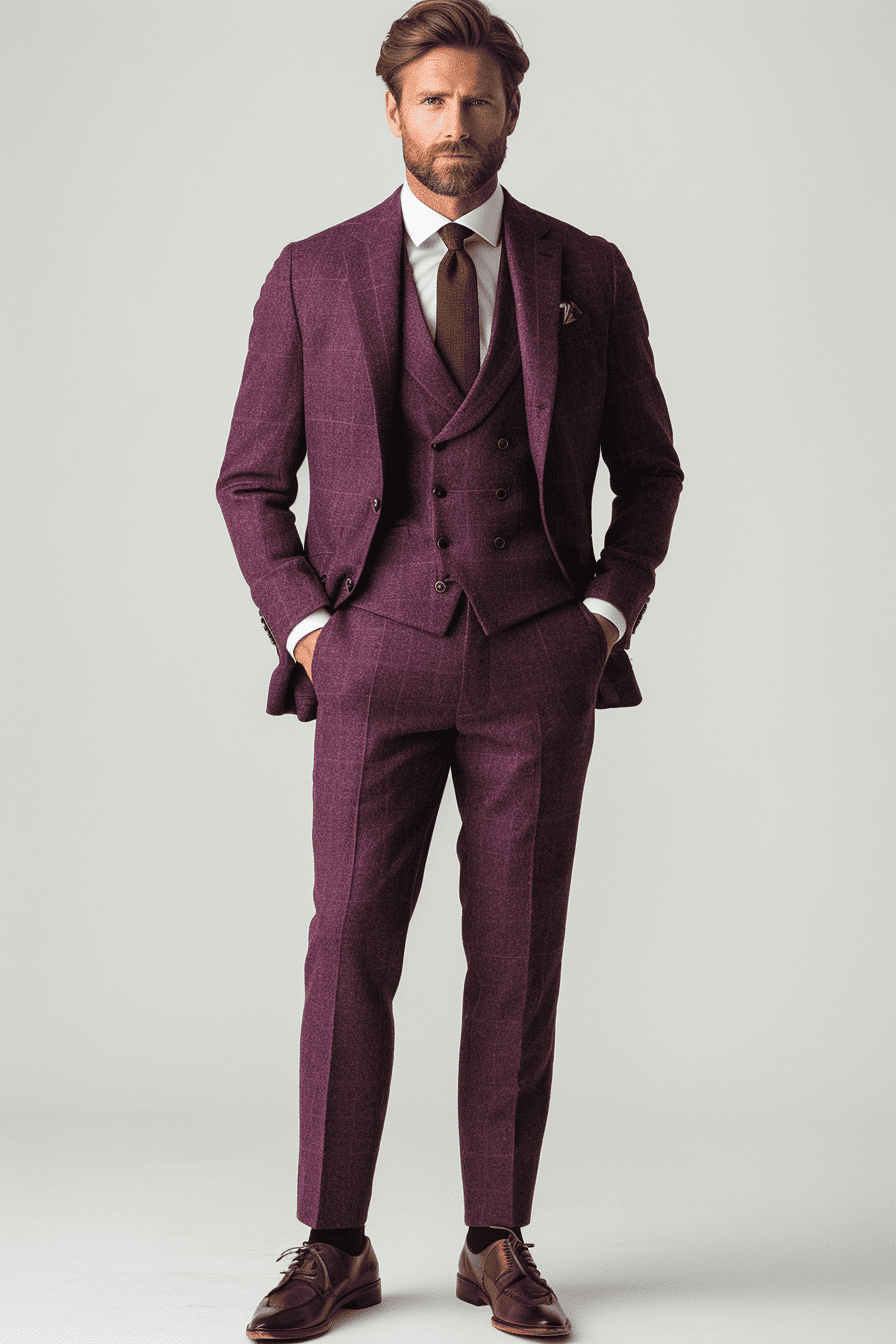 Deep Plum Cotton Graduation Suit — Custom Made to Measure