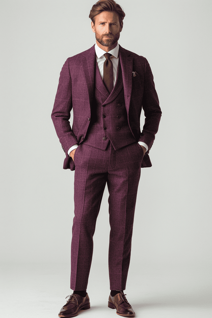 Deep Plum Cotton Graduation Suit — Custom Made to Measure