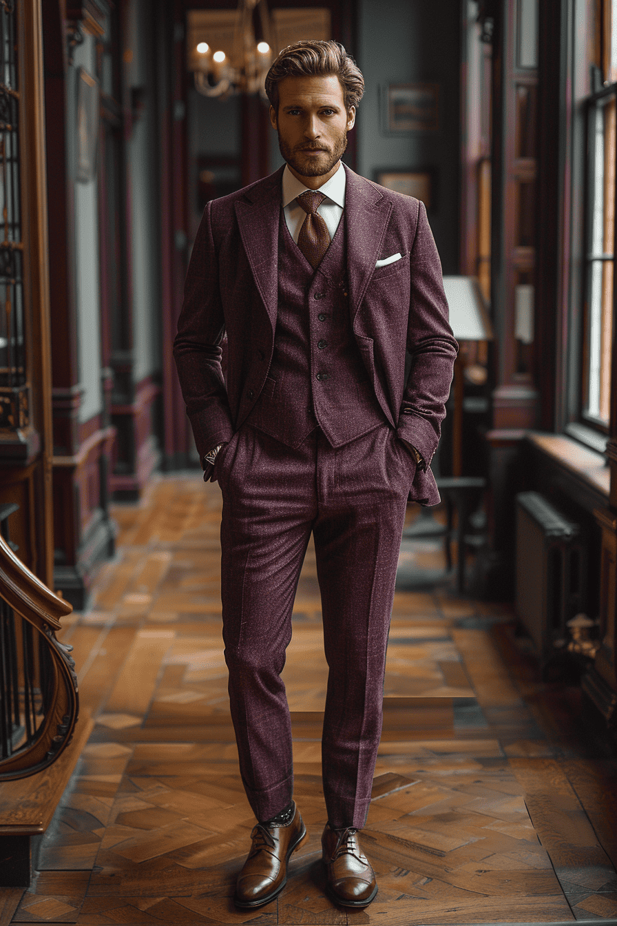 Deep Plum Cotton Graduation Suit — Custom Made to Measure