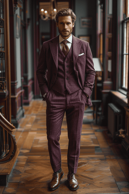 Deep Plum Cotton Graduation Suit — Custom Made to Measure