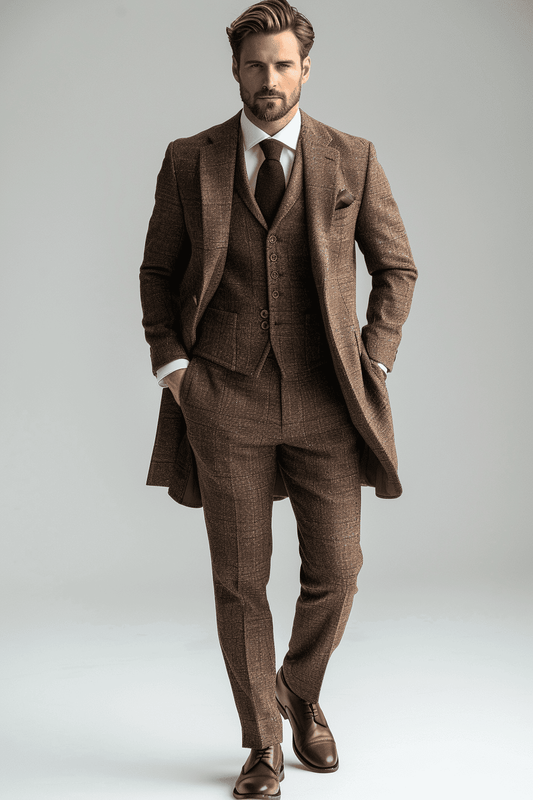 Deep Chocolate Brown Cotton Father of the Bride Suit — Custom Made