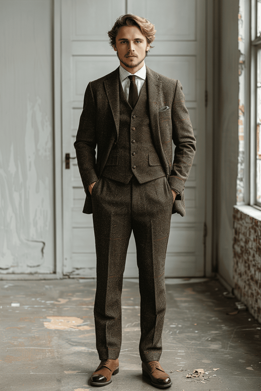 Deep Chocolate Brown Cotton Graduation Suit — Custom Made to Measure