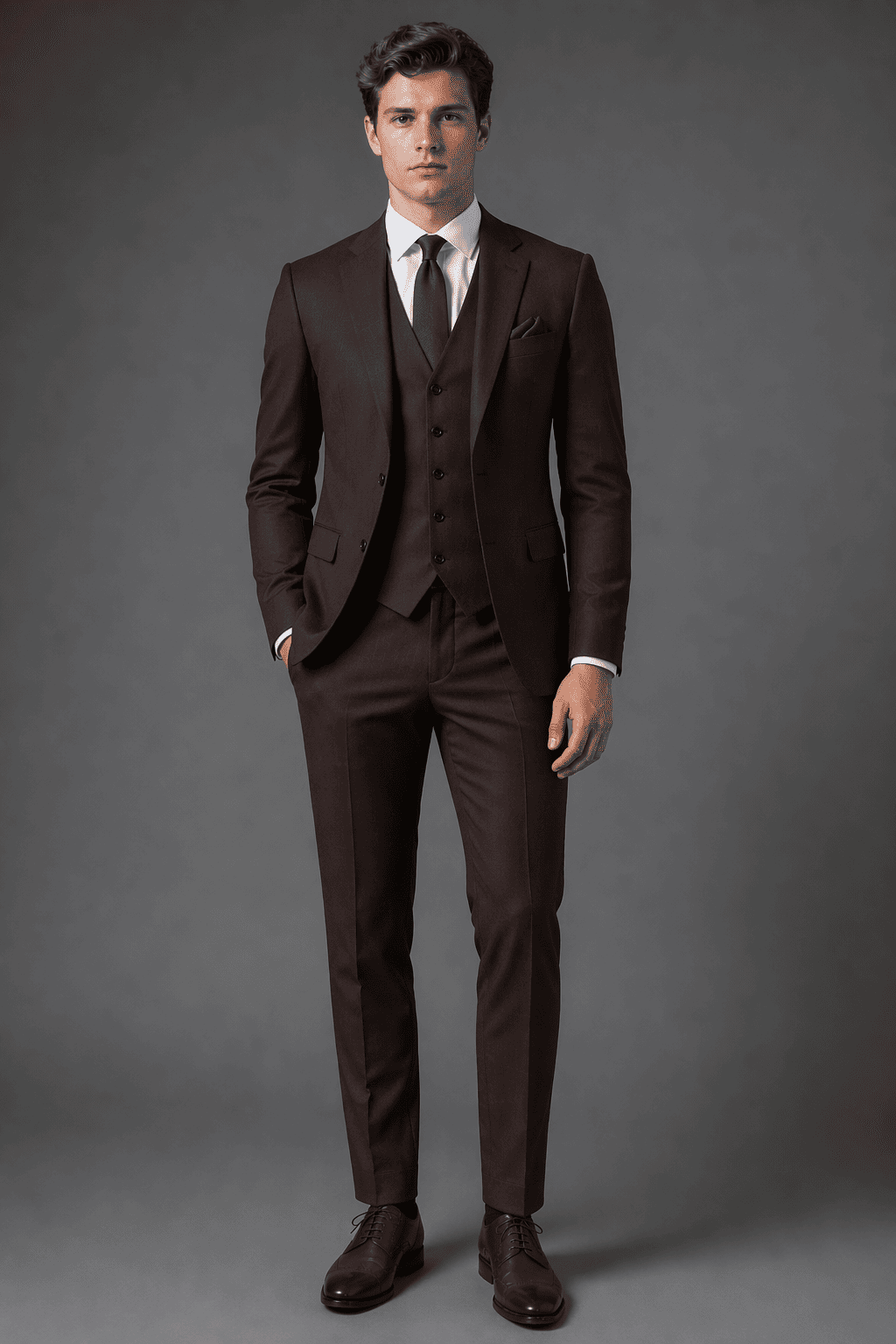 Deep Chocolate Brown Cotton Slim Fit Suit — Custom Made to Measure