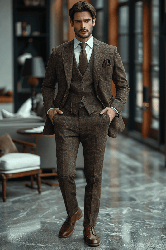 Deep Chocolate Brown Linen Graduation Suit — Custom Made to Measure