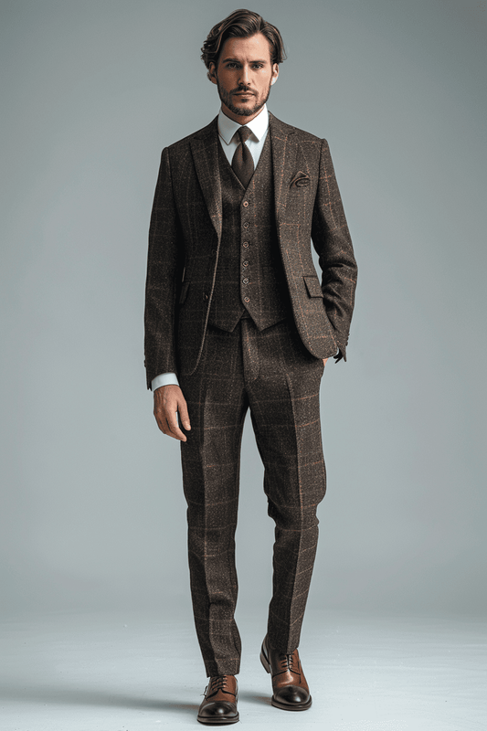 Deep Chocolate Brown Wool Cocktail Party Suit — Custom Made to Measure
