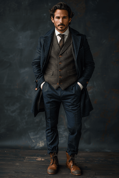 Deep Navy Cotton Graduation Suit — Custom Made to Measure