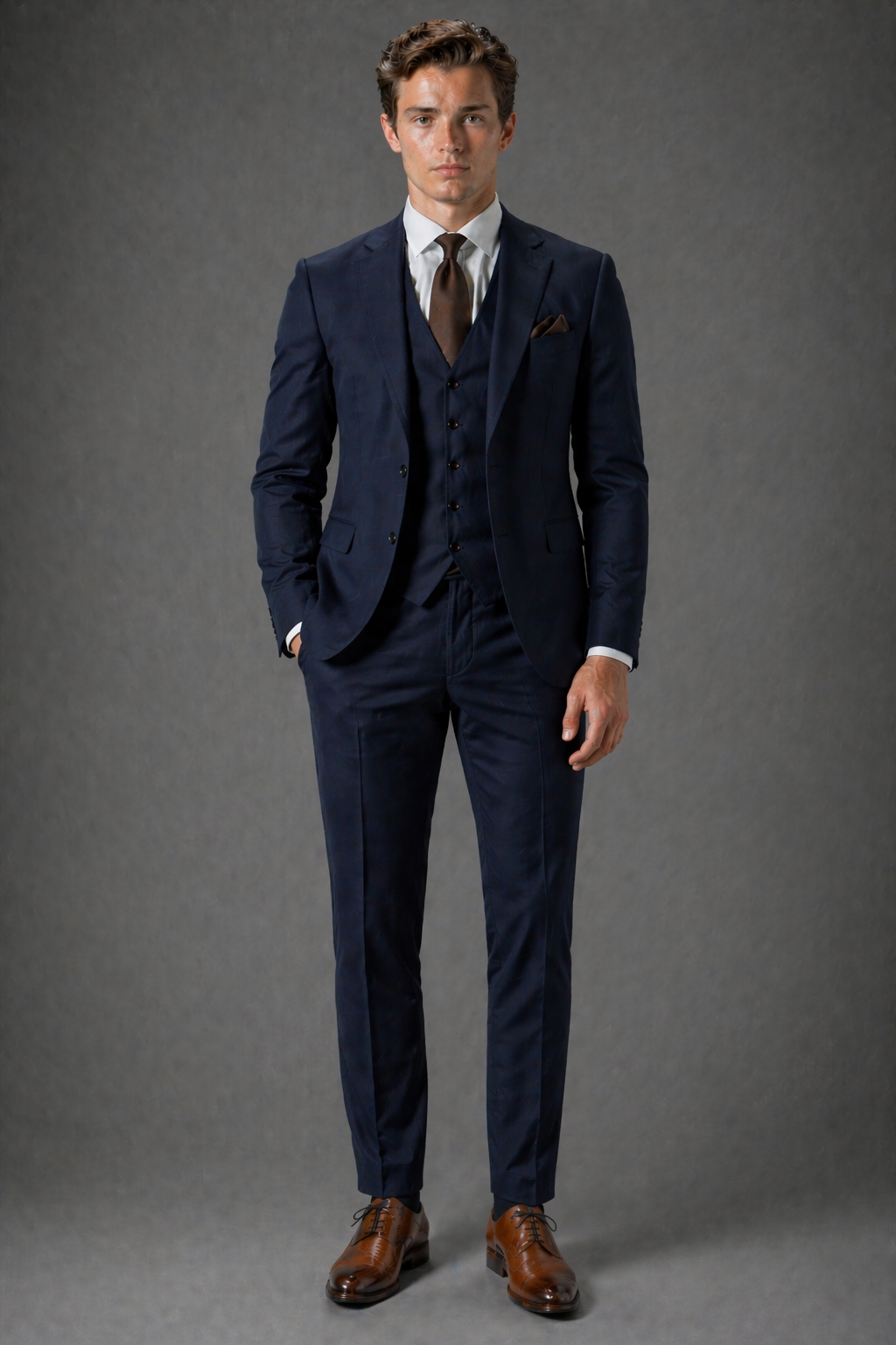Deep Navy Cotton Slim Fit Suit — Custom Made to Measure