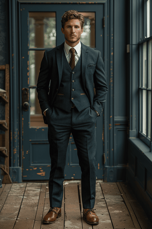 Deep Navy Linen Graduation Suit — Custom Made to Measure
