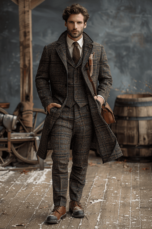 Deep Navy Tweed Suit — Custom Made to Measure
