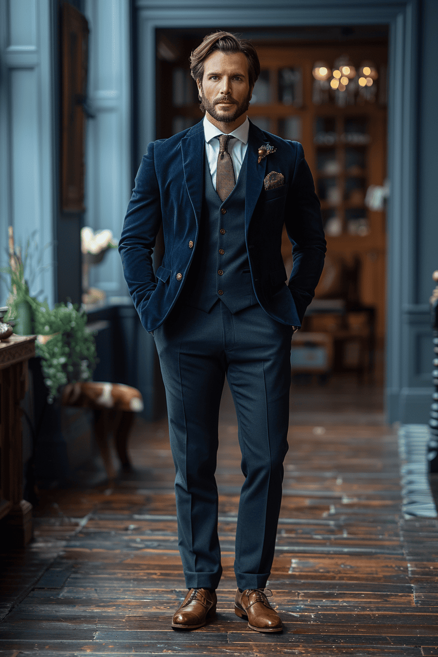 Deep Navy Velvet Graduation Suit — Custom Made to Measure