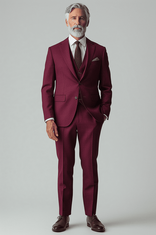Deep Plum Cotton Father of the Bride Suit — Custom Made