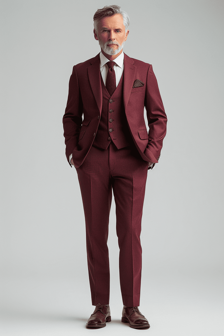 Deep Plum Silk Blend Father of the Bride Suit — Custom Made