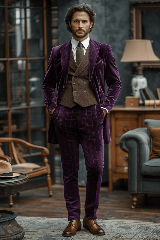 Deep Plum Velvet Cocktail Party Suit — Custom Made to Measure